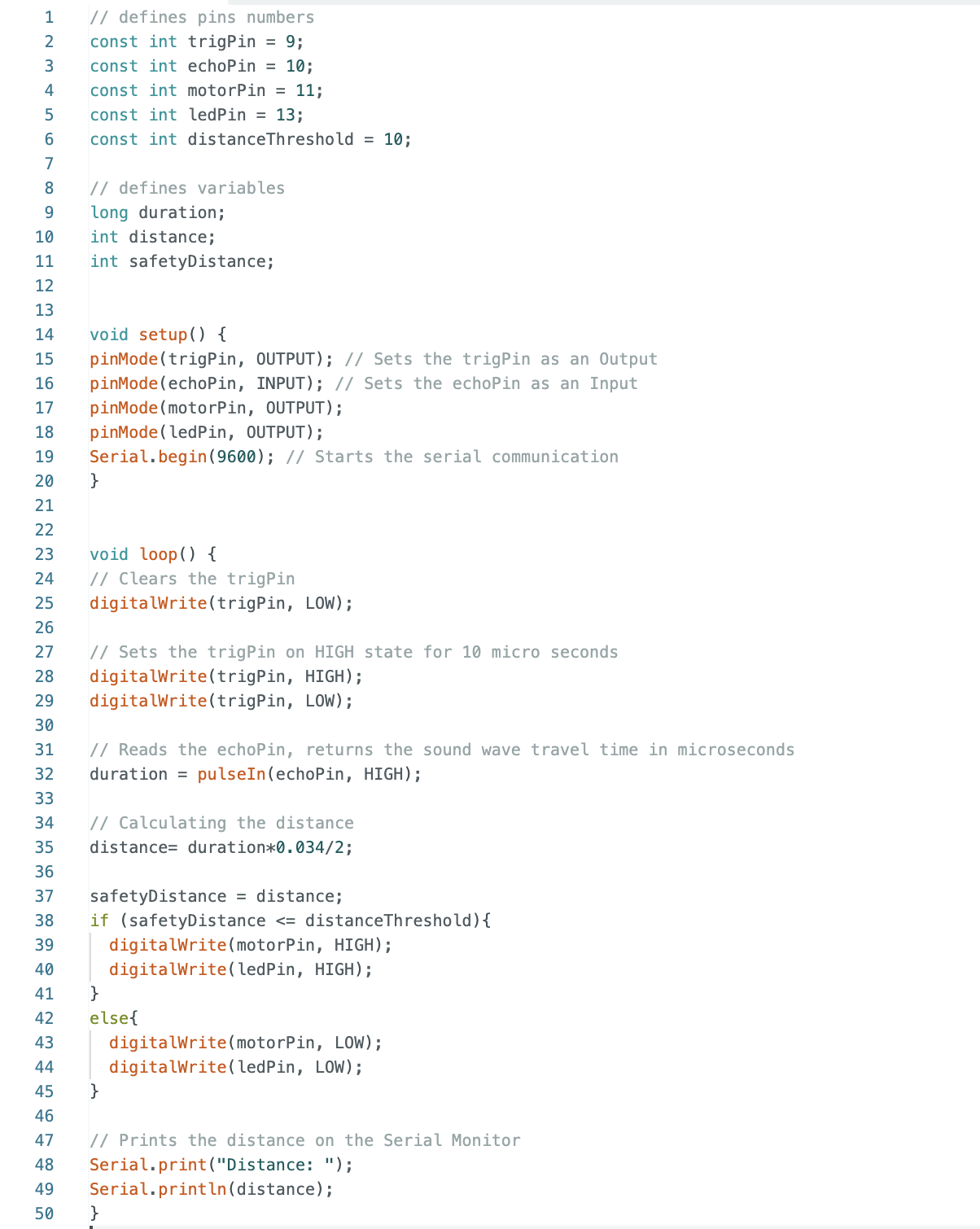 code for arduino