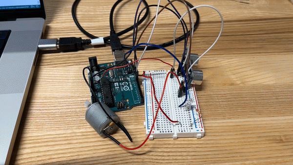 gif of an arduino set up with the transistor added