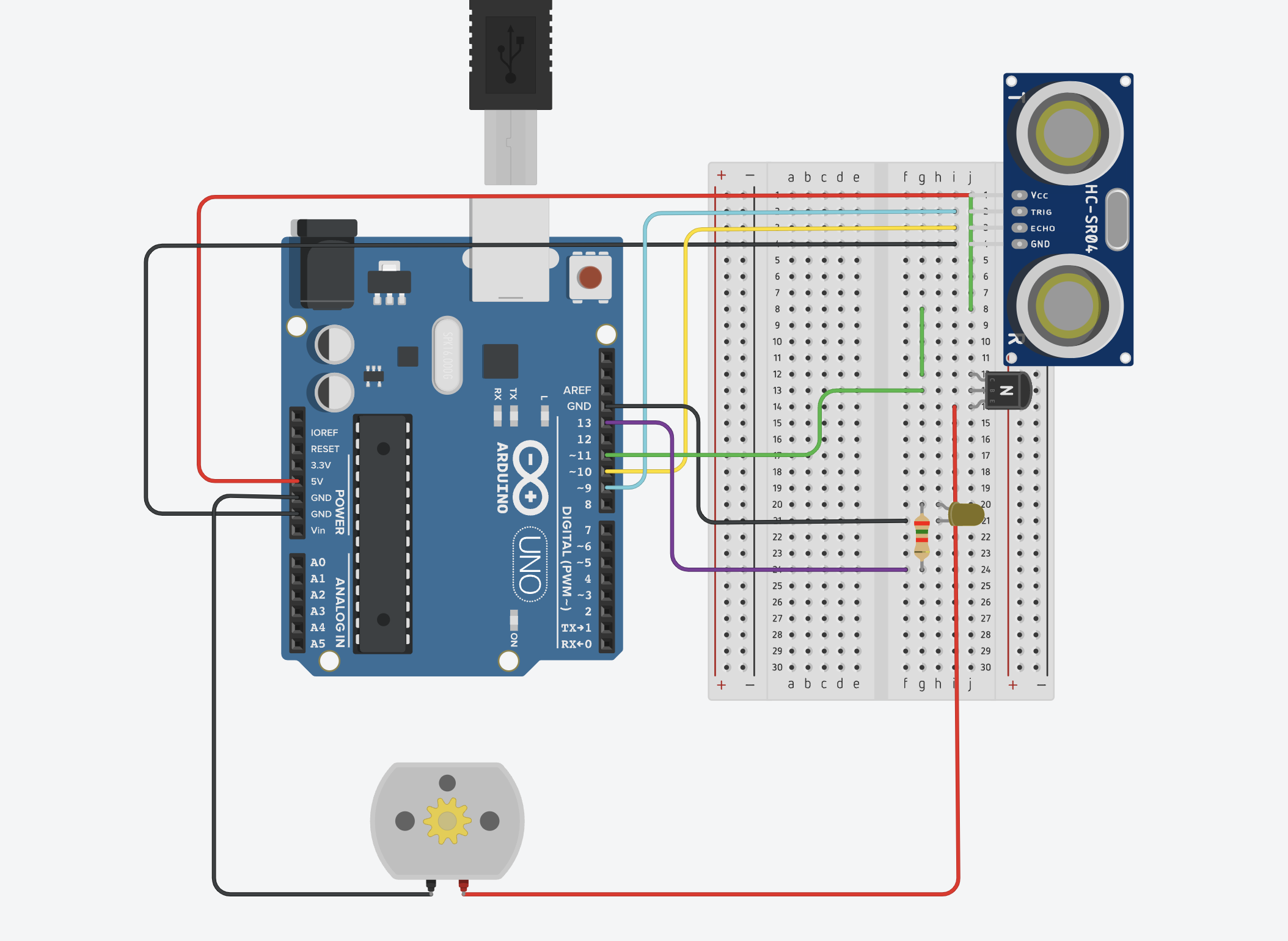 diagram of an arduino set up with the transistor added