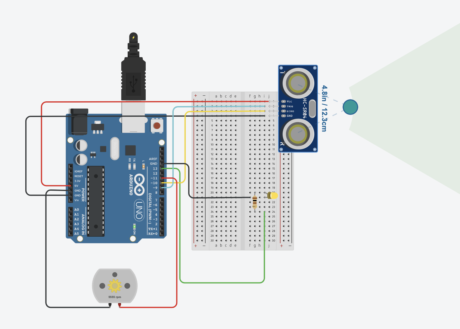 arduino set up with only led working, not motor